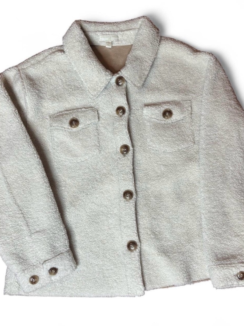 Cream Bouclé Button-Up Jacket